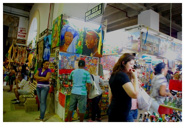 Handicrafts and arts on sale in Mercado Modelo, Salvador, Brazil