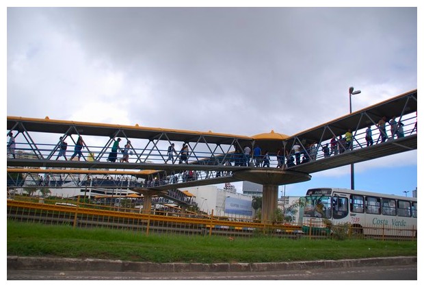 Foot bridges for road crossing in Salvador, Brazil