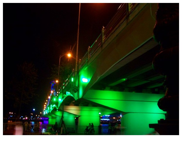 Colourful lights on Han river, Danang, Vietnam