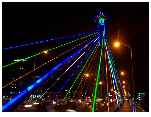 Colourful lights on Han river, Danang, Vietnam