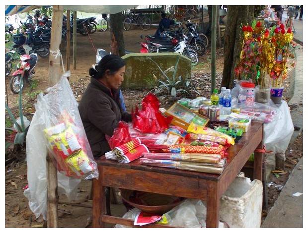 Shops outside Buddhist temples, Than Ba, Vietnam