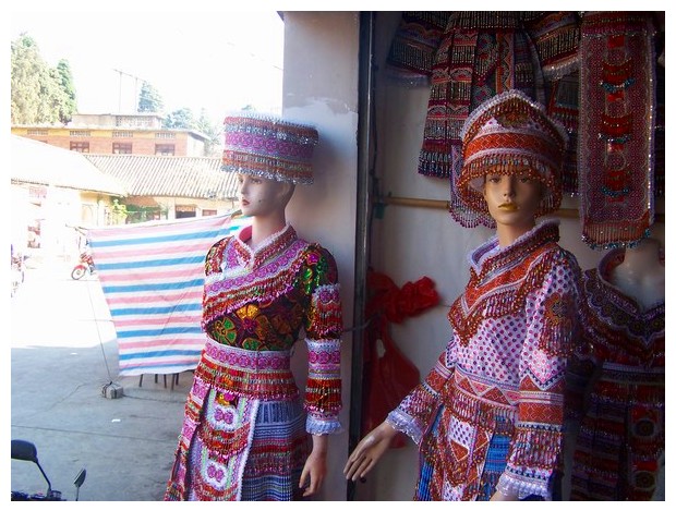 Miao traditional dress shops, Wenshan, Yunnan, China