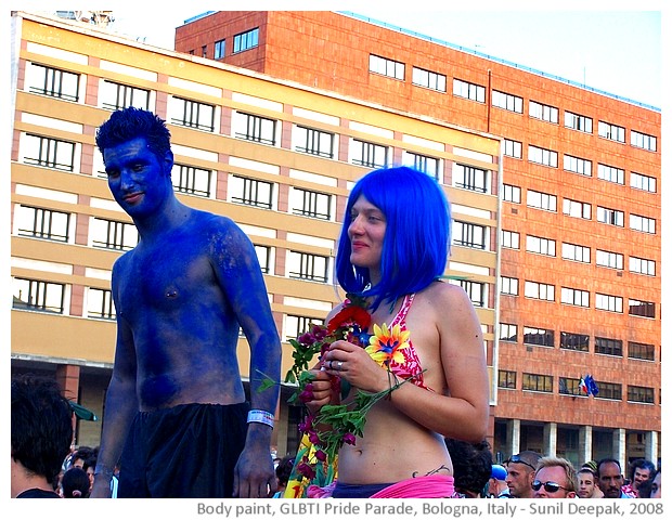 Painted bodies, cultural events, Bologna Italy - images by Sunil Deepak 2005-2013