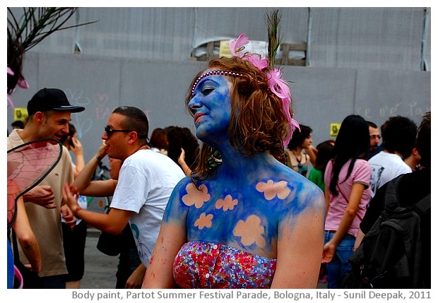 Painted bodies, cultural events, Bologna Italy - images by Sunil Deepak 2005-2013