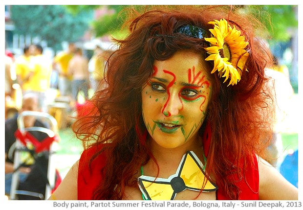 Painted bodies, cultural events, Bologna Italy - images by Sunil Deepak 2005-2013