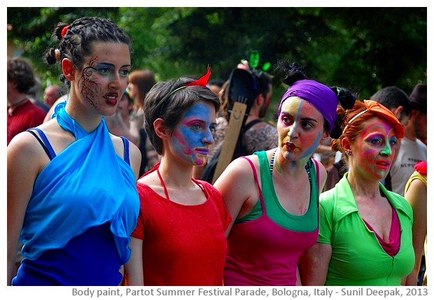 Painted bodies, cultural events, Bologna Italy - images by Sunil Deepak 2005-2013