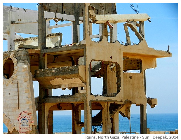 Bombed buildings, Gaza, Palestine - images by Sunil Deepak, 2014