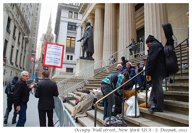 Protestors on Wall Street, New York - S. Deepak, 2012