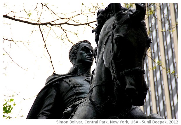 Simon Bolivar statue, central park, New York, USA - images by Sunil Deepak, 2014