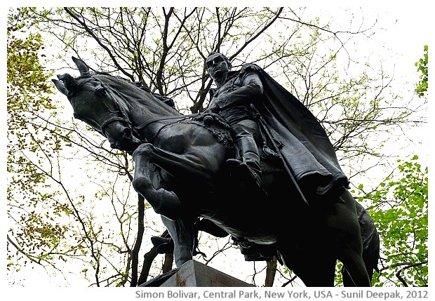 Simon Bolivar statue, central park, New York, USA - images by Sunil Deepak, 2014