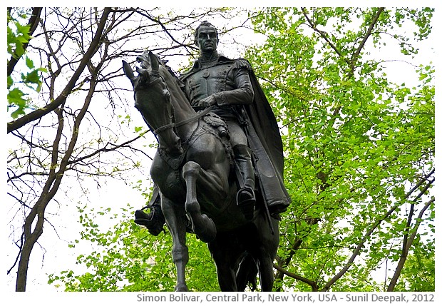 Simon Bolivar statue, central park, New York, USA - images by Sunil Deepak, 2014