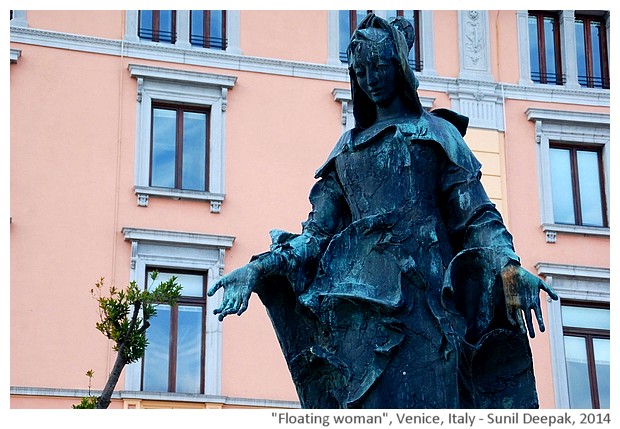 Sculpture, woman, Venice railway station, Italy - images by Sunil Deepak, 2014