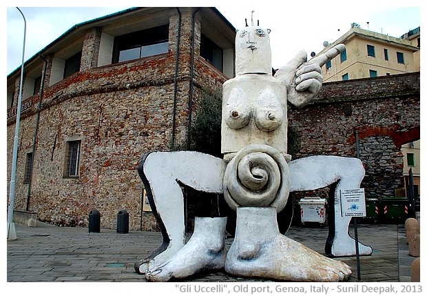 Sculpture, old port, Genoa, Italy - Sunil Deepak, 2012