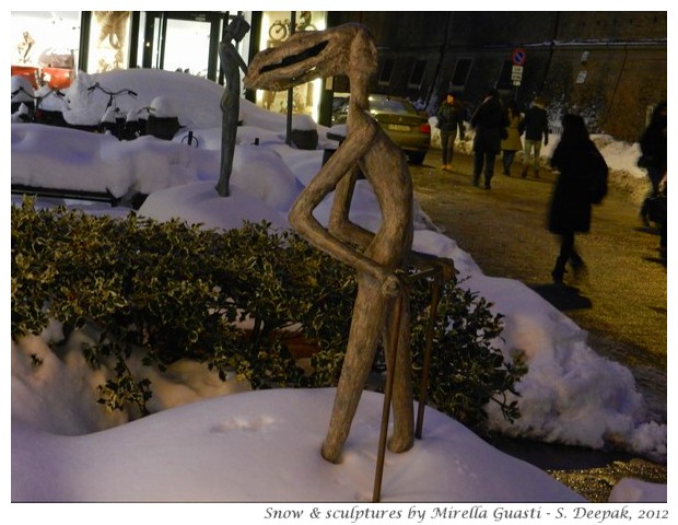 Sculptures by Mirella Guasti and snow in Bologna - S. Deepak, 2012