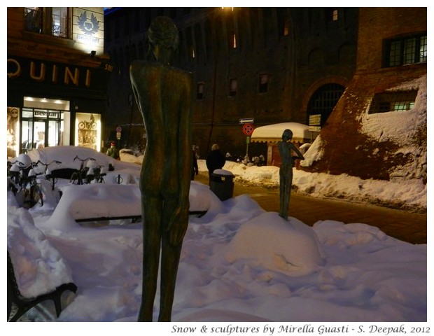 Sculptures by Mirella Guasti and snow in Bologna - S. Deepak, 2012