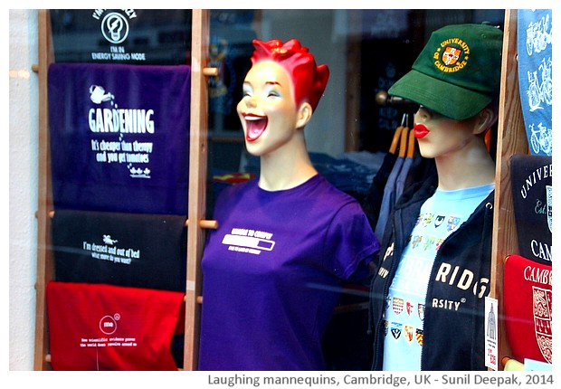 Laughing mannequins, Cambridge UK - images by Sunil Deepak, 2014