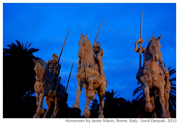 Horsemen by Javier Marin, Picio, Rome, Italy - images by Sunil Deepak, 2013