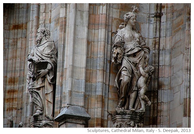 Medieval violent sculptures, Cathedral, Milan Italy - S. Deepak, 2013