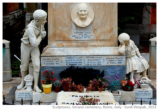 Sculptures, Verano cemetery, Rome, Italy - Sunil Deepak, 2013