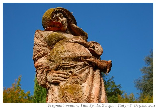 Pregnant woman, terracotta statue, Villa Spada, Bologna, Italy - S. Deepak, 2011
