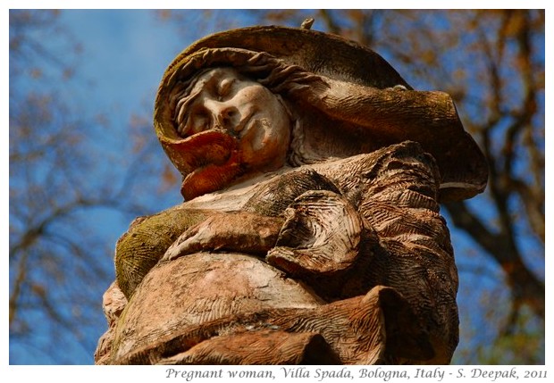 Pregnant woman, terracotta statue, Villa Spada, Bologna, Italy - S. Deepak, 2011