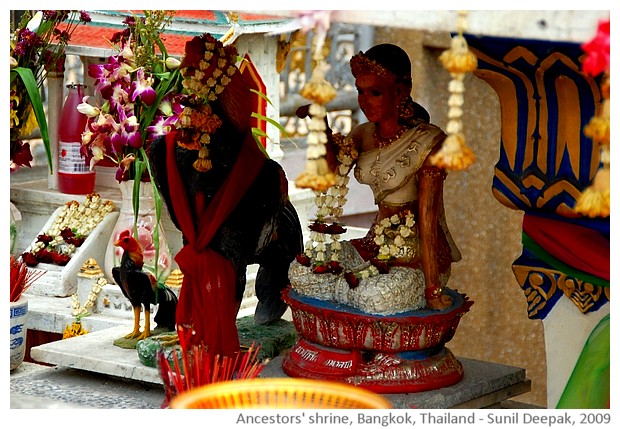 Strange spirit house shrine Bangkok, Thailand - images by Sunil Deepak, 2013