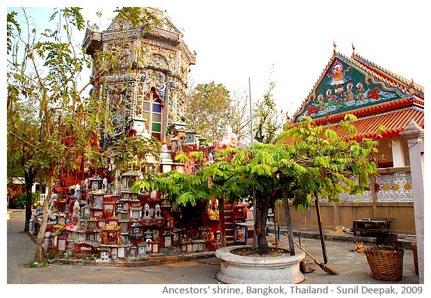 Strange spirit house shrine Bangkok, Thailand - images by Sunil Deepak, 2013