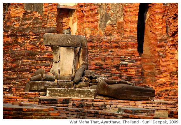 Buddha statues, Wat Maha That, Ayutthaya, Thailand - images by Sunil Deepak, 2009