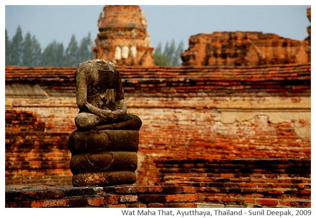 Buddha statues, Wat Maha That, Ayutthaya, Thailand - images by Sunil Deepak, 2009