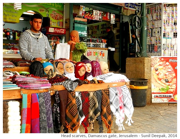 Head scarves, Jerusalem, Israel - images by Sunil Deepak, 2014