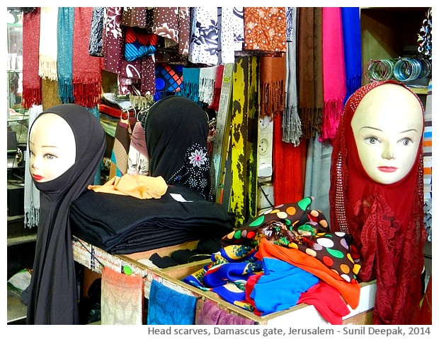 Head scarves, Jerusalem, Israel - images by Sunil Deepak, 2014