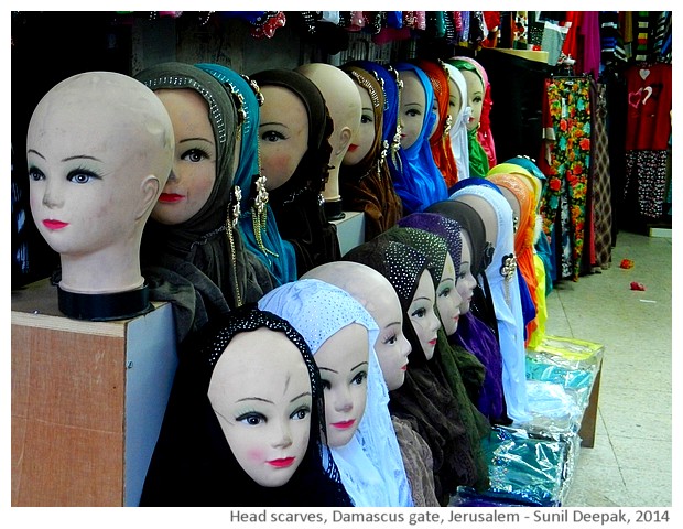 Head scarves, Jerusalem, Israel - images by Sunil Deepak, 2014