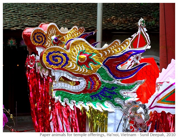 Temple offering of paper animals, Hanoi, Vietnam - images by Sunil Deepak, 2010