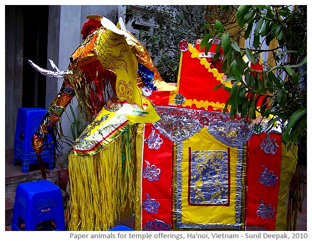 Temple offering of paper animals, Hanoi, Vietnam - images by Sunil Deepak, 2010