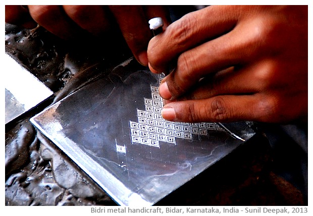 Bidri handicraft artisan, Bidar, Karnataka, India - images by Sunil Deepak