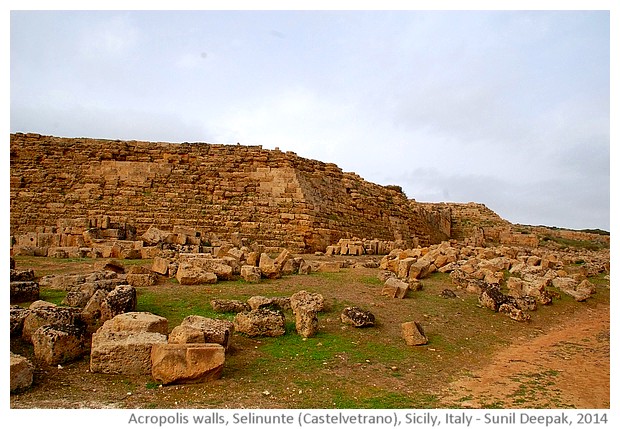 Acropolis walls, Selinunte, Castelvetrano, Sicily, Italy - images by Sunil Deepak, 2014