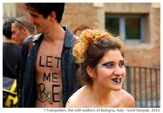 I Trampolieri, the stilt-walkers of Bologna - images by Sunil Deepak, 2012-13