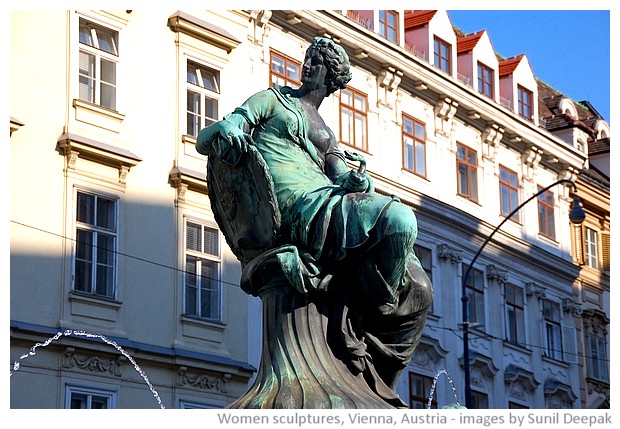 Sculptures of women, Vienna, Austria - images by Sunil Deepak, 2010-2013