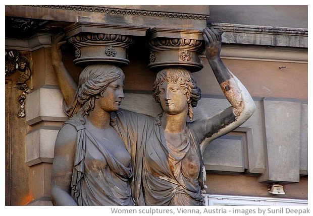 Sculptures of women, Vienna, Austria - images by Sunil Deepak, 2010-2013