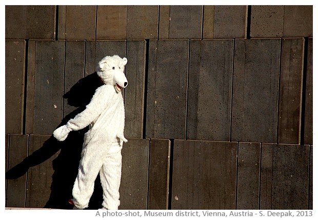Woman in bear dress, Vienna, Austria - images by Sunil Deepak, 2013