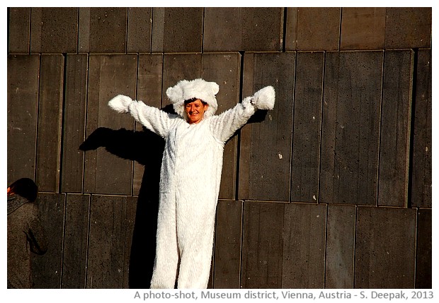 Woman in bear dress, Vienna, Austria - images by Sunil Deepak, 2013