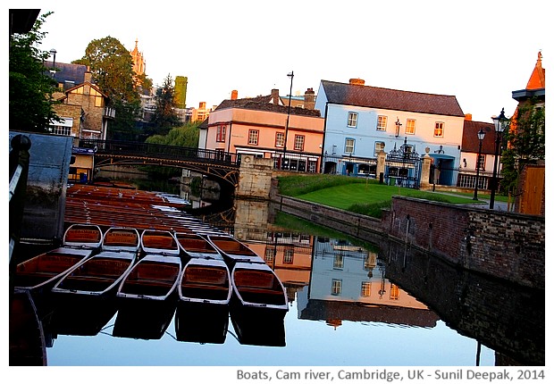 Boats, Cam river, Cambridge, UK - images by Sunil Deepak, 2014