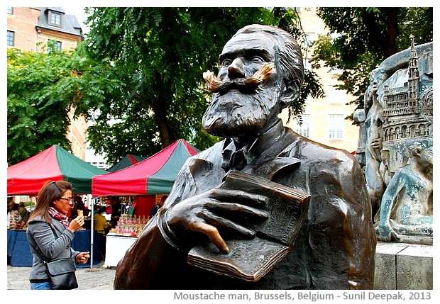 Man with moustache, Brussels, Belgium - images by Sunil Deepak, 2013