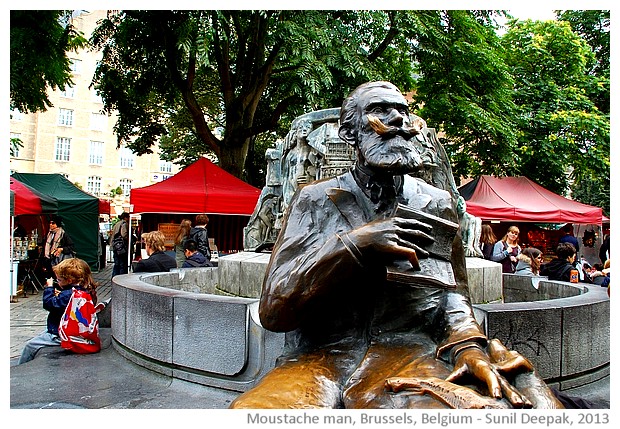 Man with moustache, Brussels, Belgium - images by Sunil Deepak, 2013