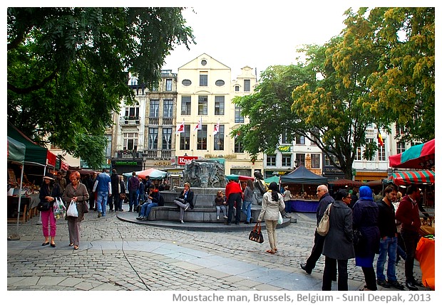 Man with moustache, Brussels, Belgium - images by Sunil Deepak, 2013