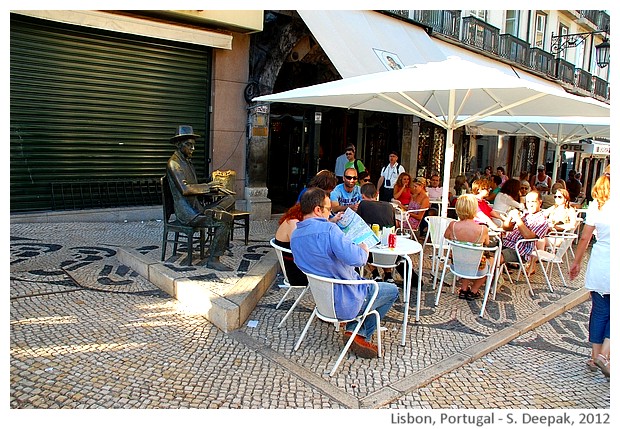 Man at restaurant statue, Lisbon, Portugal - S. Deepak, 2012