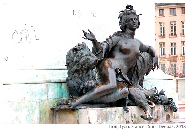 Louis XIV lion, Lyon France - images by Sunil Deepak, 2013