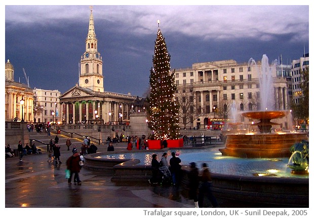 Thames, British Museum and Trafalgar square, London - images by Sunil Deepak, 2005