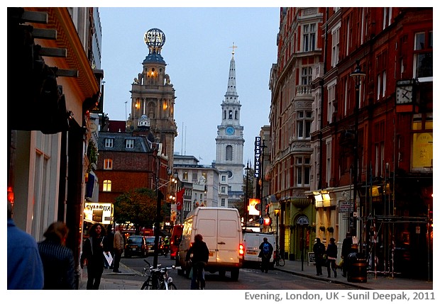 Evening lights, London, UK - images by Sunil Deepak, 2011