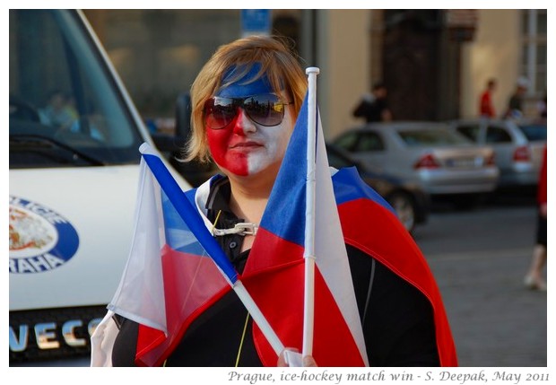 Fans of ice hockey in Prague - images by S. Deepak